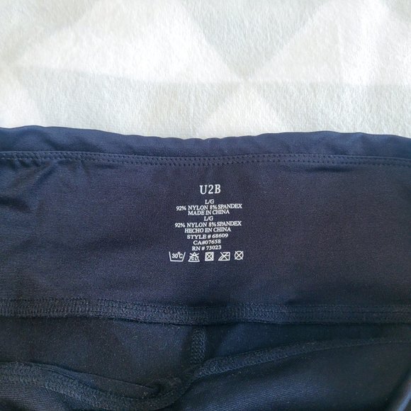 U2B Black Workout Leggings Pants, Gym High Rise Stretchy Crop Pants - Picture 8 of 11